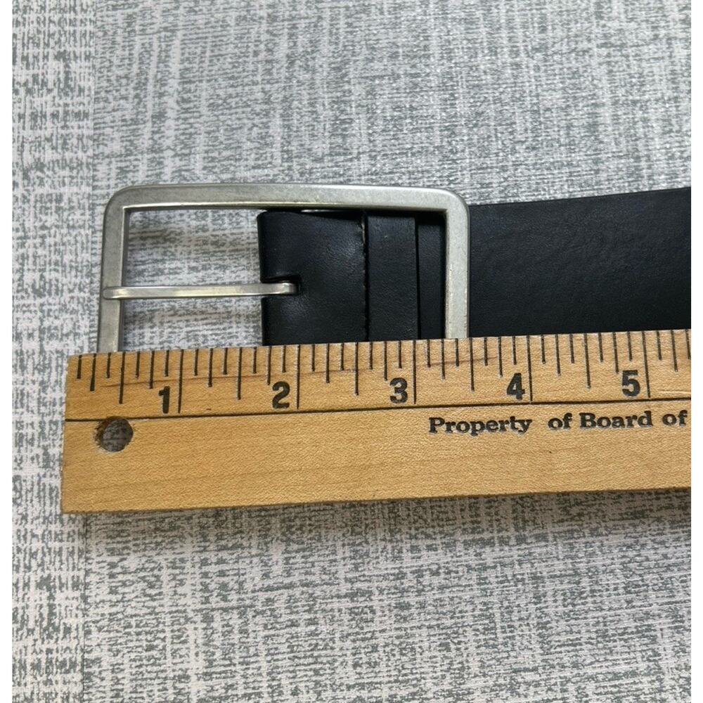 Banana Republic Black Leather Belt Men’s Small USA Rectangular Silver Buckle - Picture 5 of 7